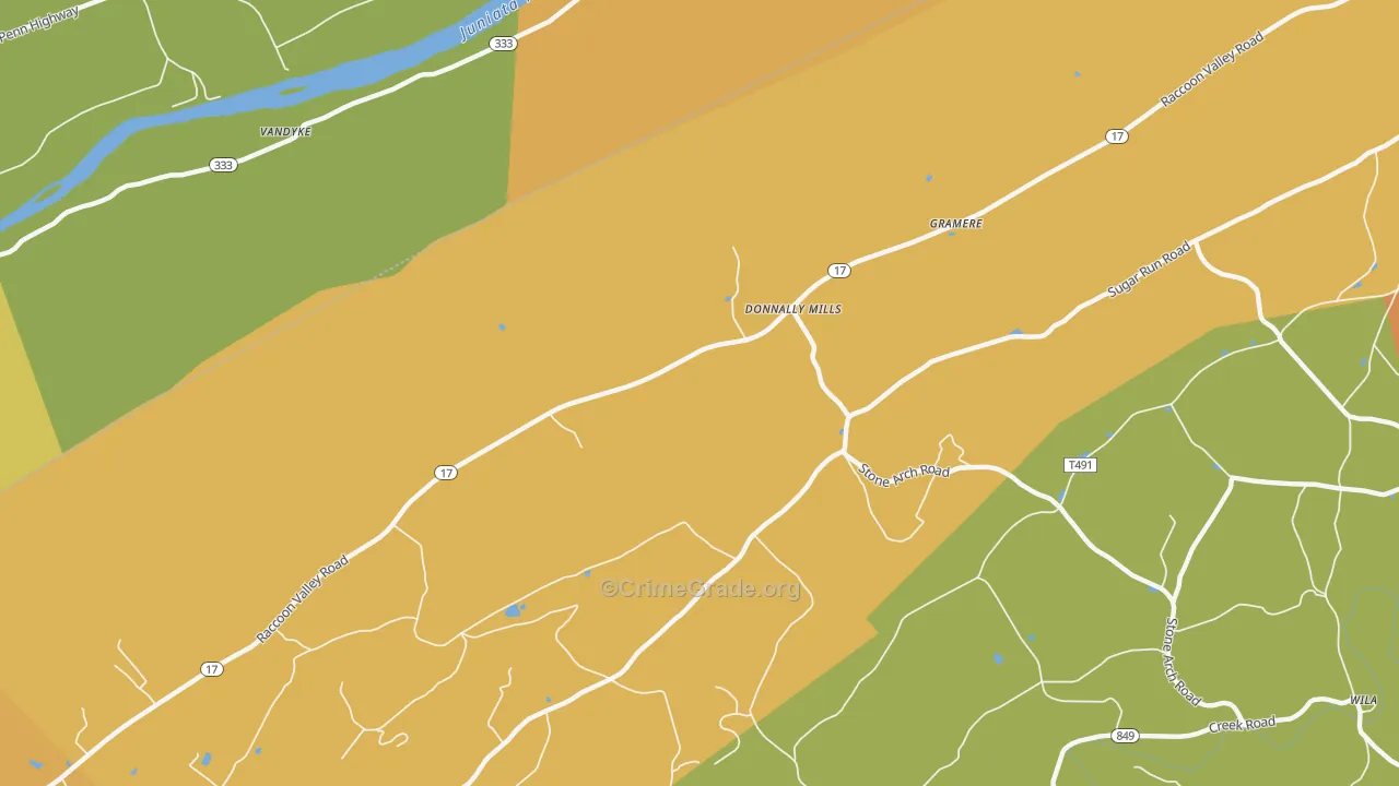 Donnally Mills, PA Map of Arson Rates