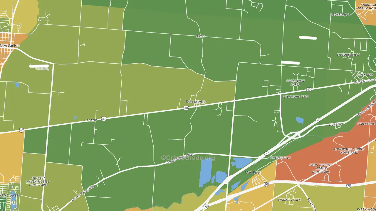 Donnelsville, OH Map of Arson Rates