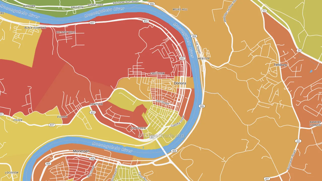 Donora, PA Map of Arson Rates