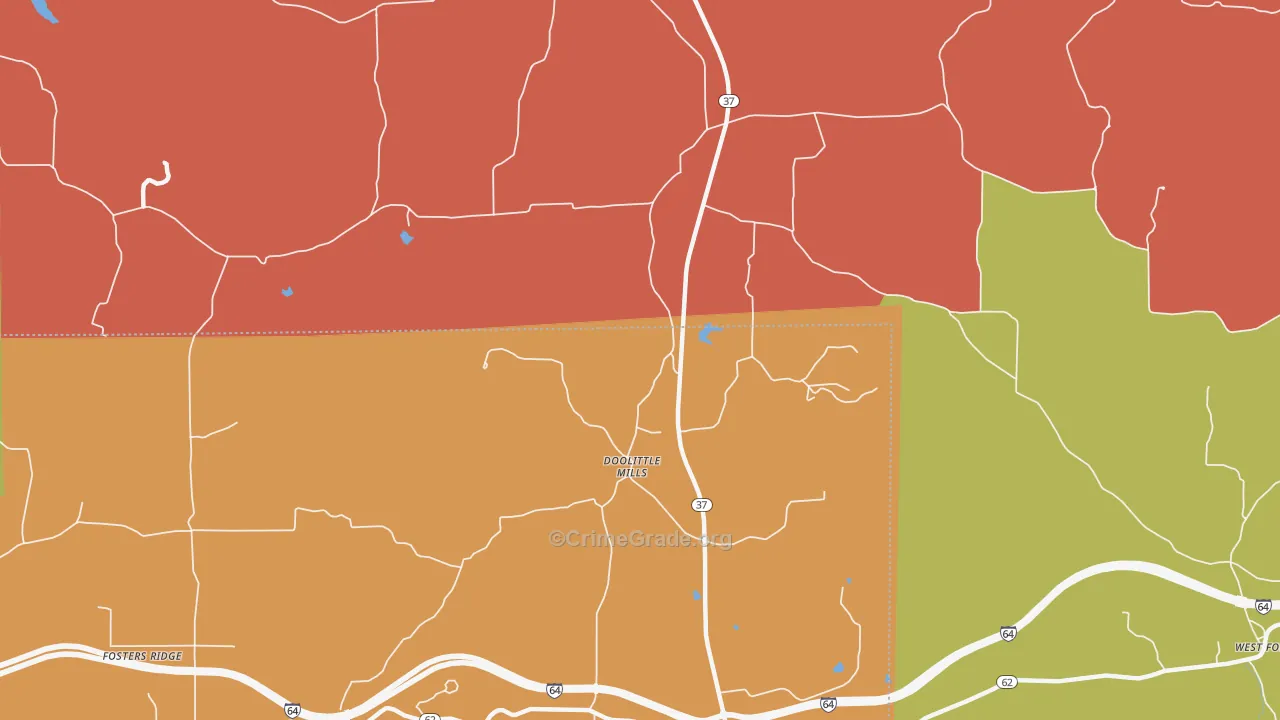 Doolittle Mills, IN Map of Arson Rates