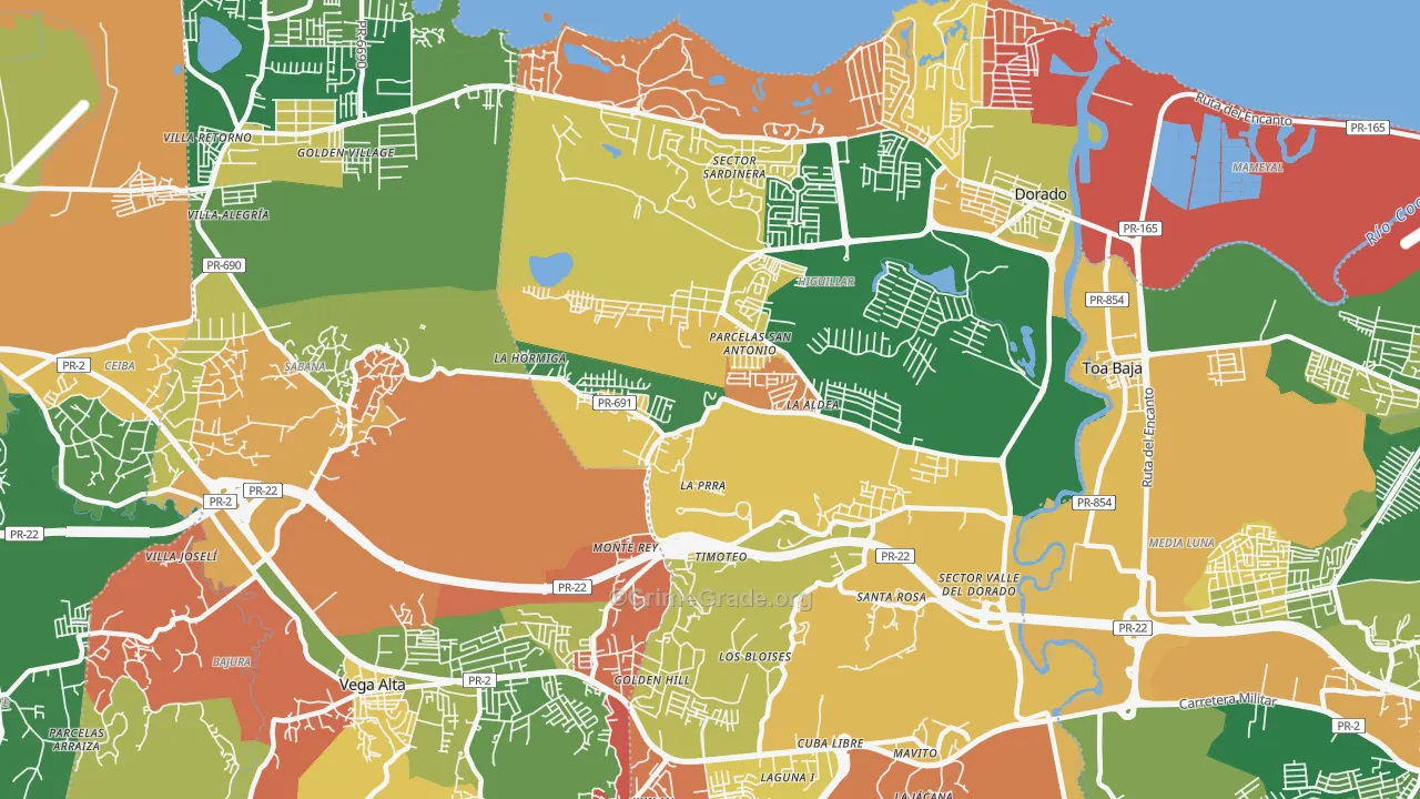 Dorado, PR Map of Arson Rates