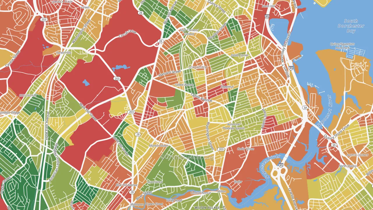 Dorchester Center, Boston, MA Map of Arson Rates