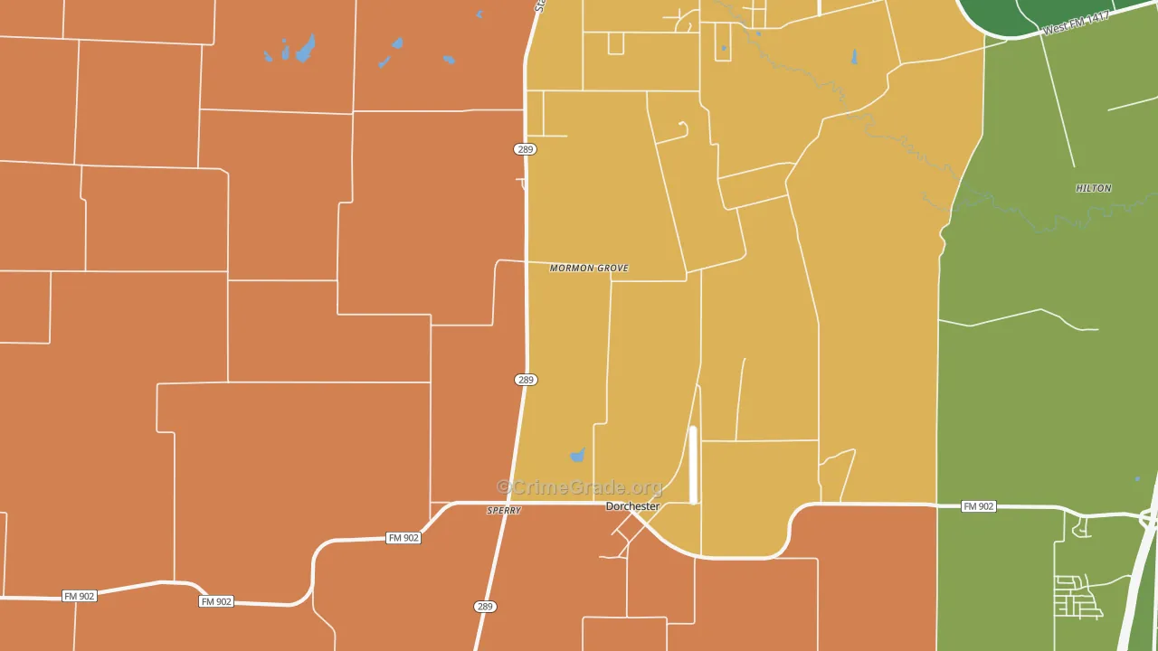 Dorchester, TX Map of Arson Rates
