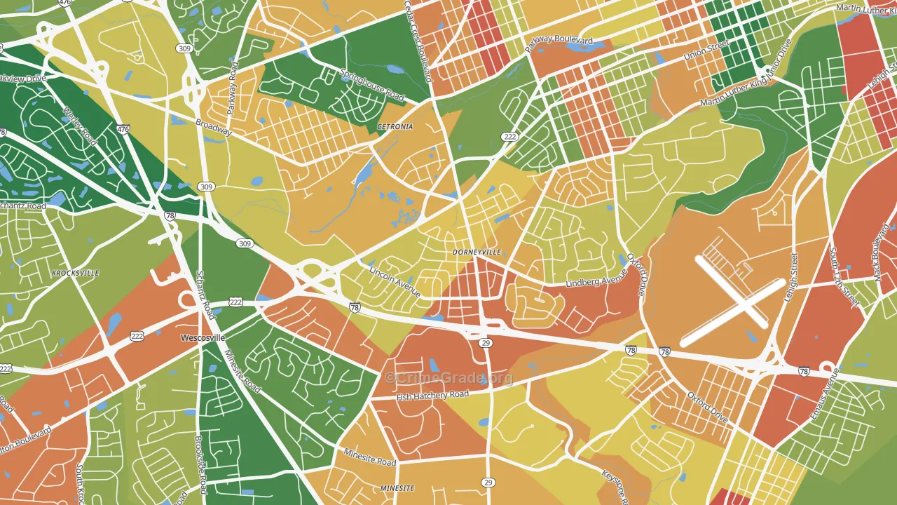 Dorneyville, PA Map of Arson Rates
