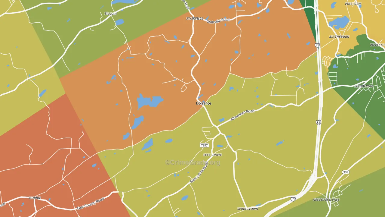 Dorrance, PA Map of Arson Rates