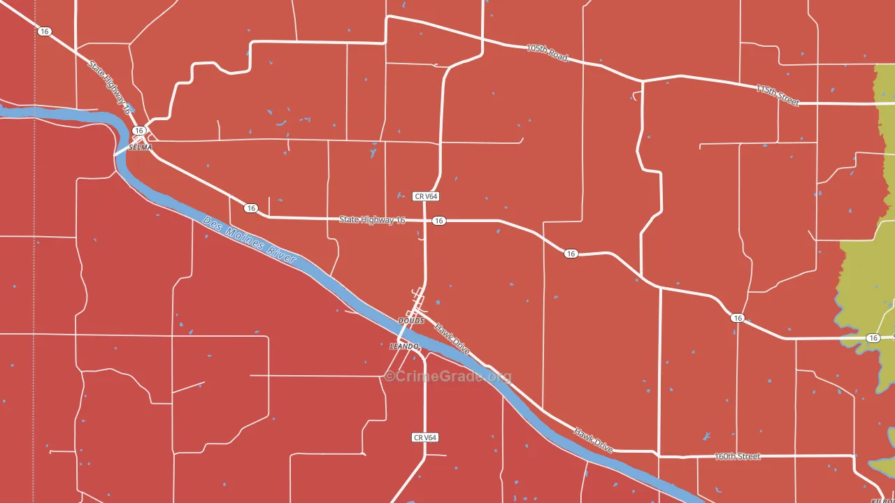 Douds, IA Map of Arson Rates