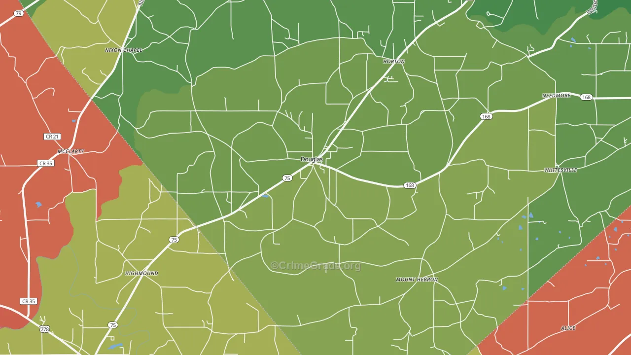 Douglas, AL Map of Arson Rates