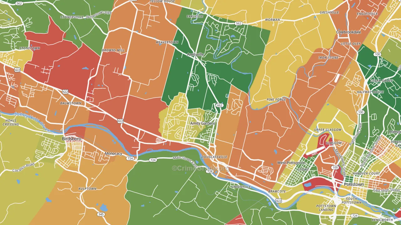 Douglassville, PA Map of Arson Rates