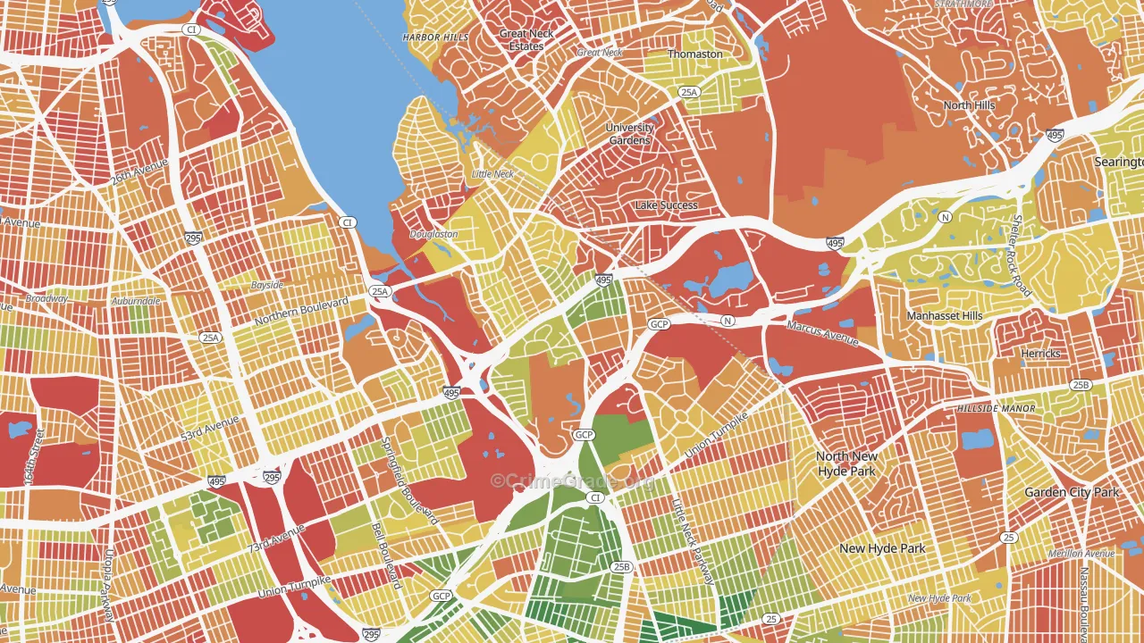 Douglaston-Little Neck, Queens, NY Map of Arson Rates