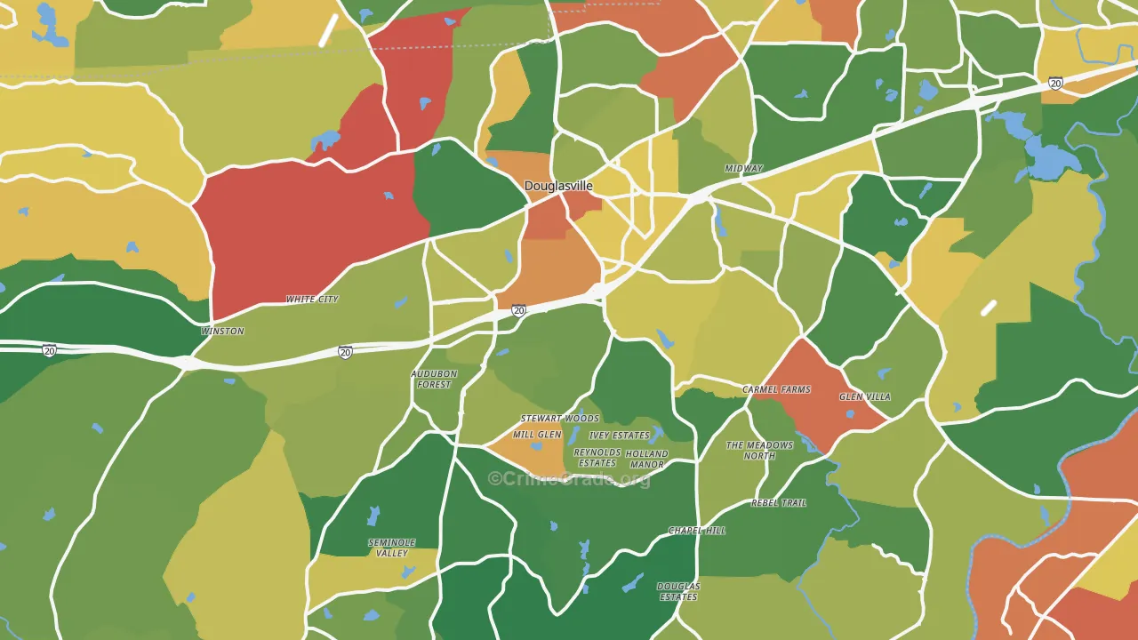 Douglasville, GA Map of Arson Rates