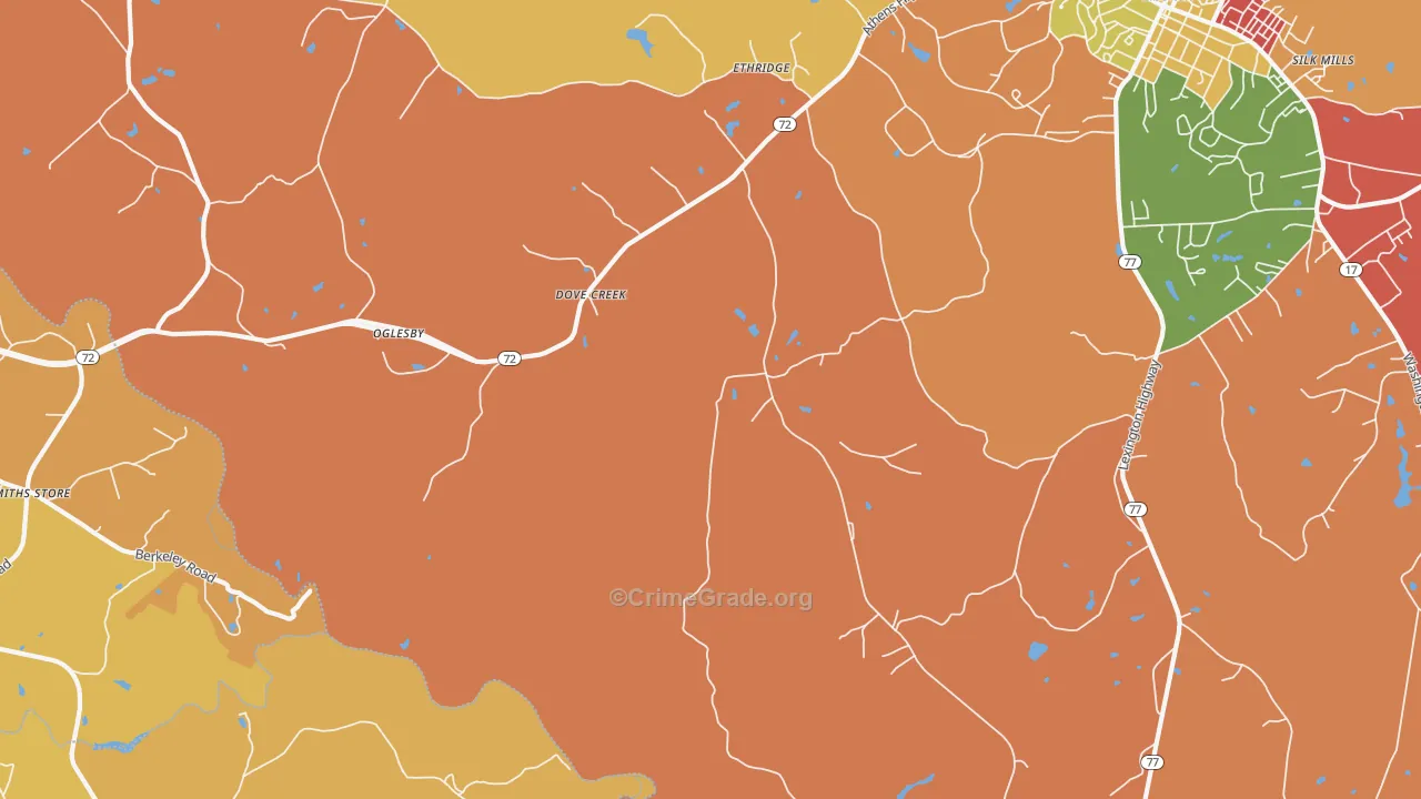 Dove Creek, GA Map of Arson Rates