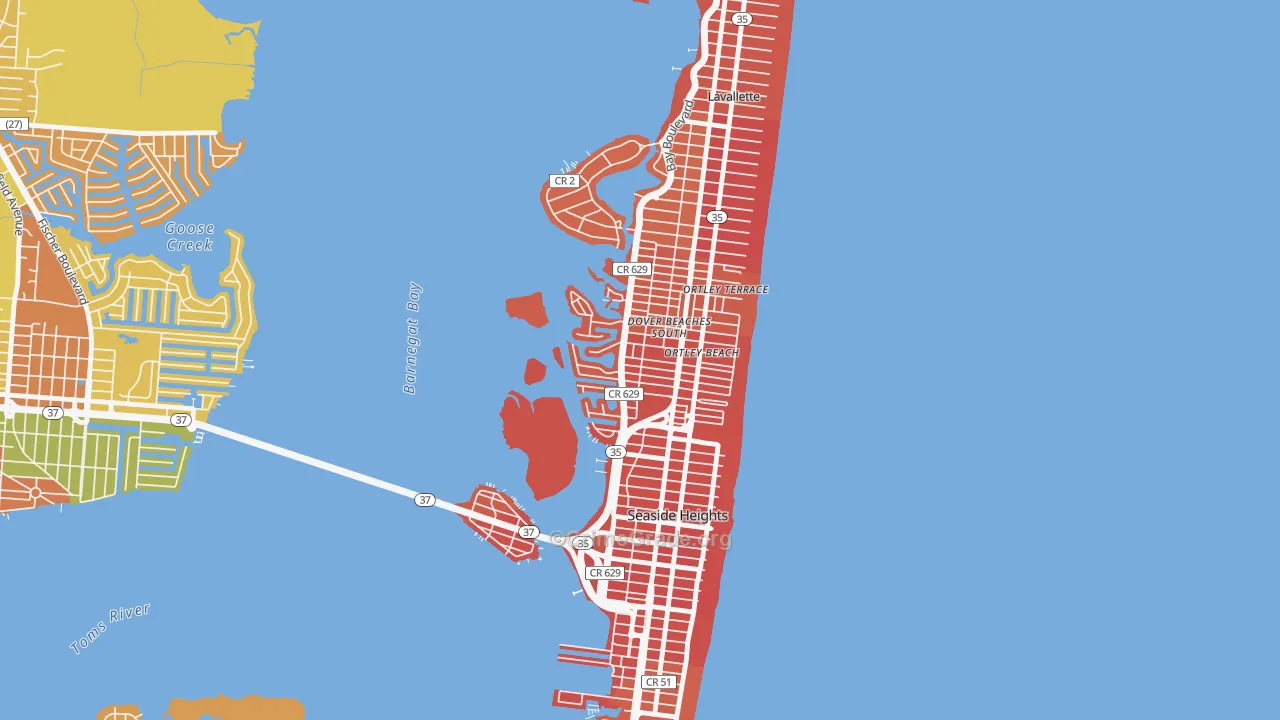 Dover Beaches South, NJ Map of Arson Rates