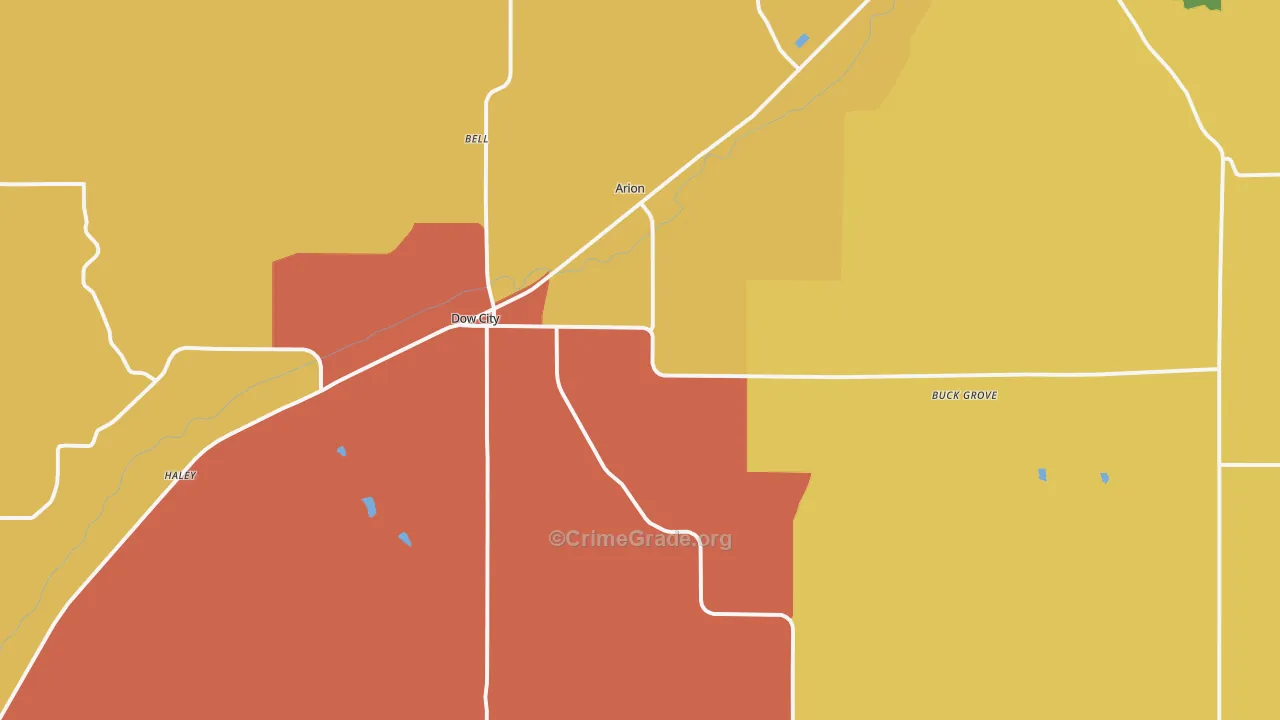 Dow City, IA Map of Arson Rates