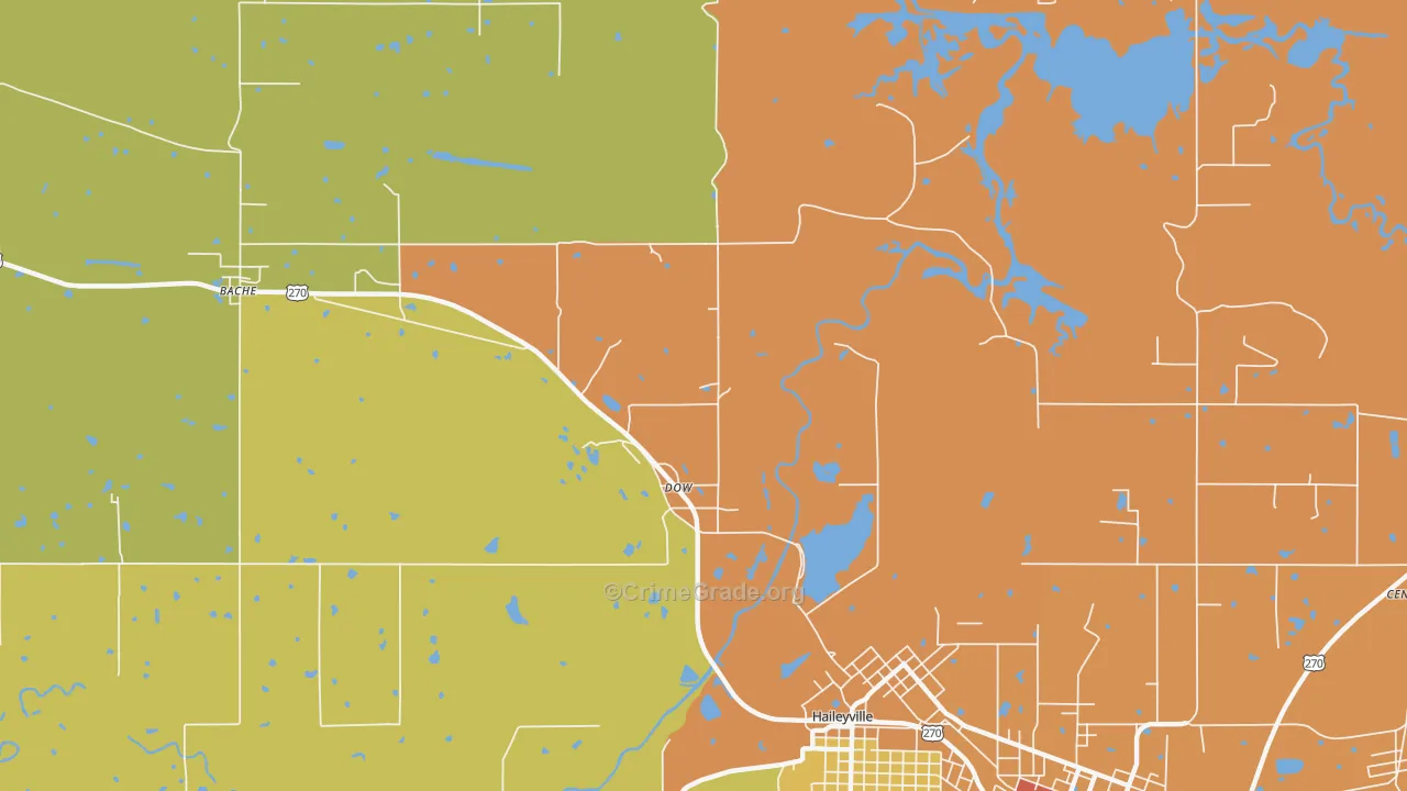 Dow, OK Map of Arson Rates