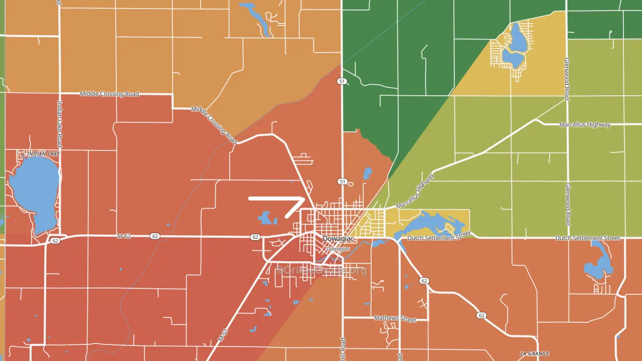 Dowagiac, MI Map of Arson Rates