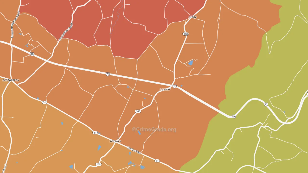 Downey, PA Map of Arson Rates