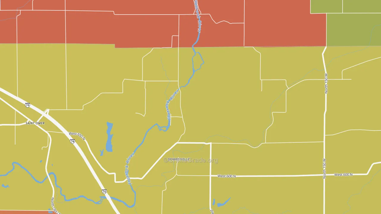 Downeyville, IN Map of Arson Rates