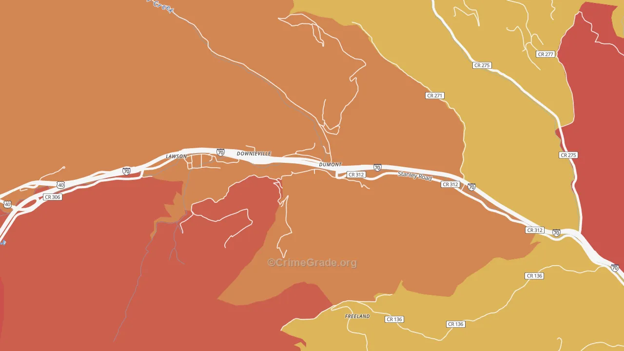 Downieville-Lawson-Dumont, CO Map of Arson Rates