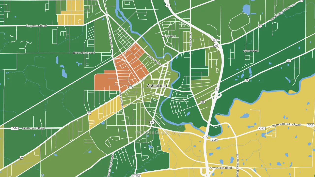 Downtown Ashtabula, Ashtabula, OH Map of Arson Rates