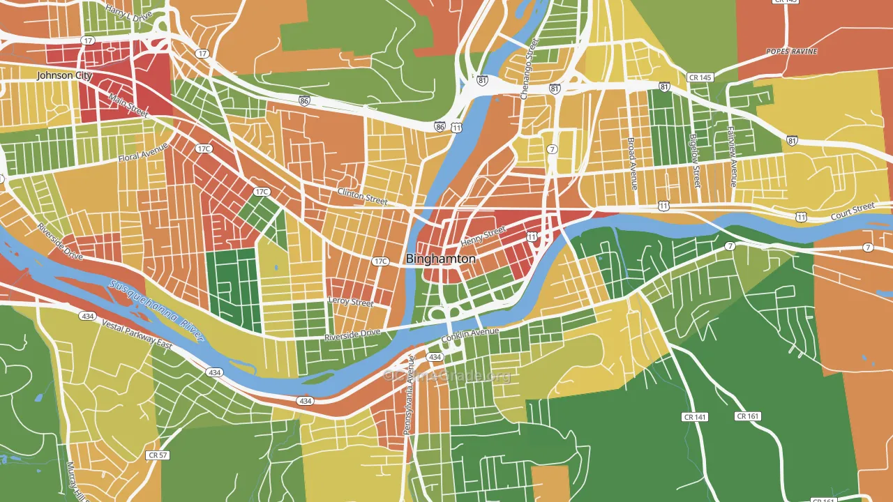 Downtown Binghamton, Binghamton, NY Map of Arson Rates