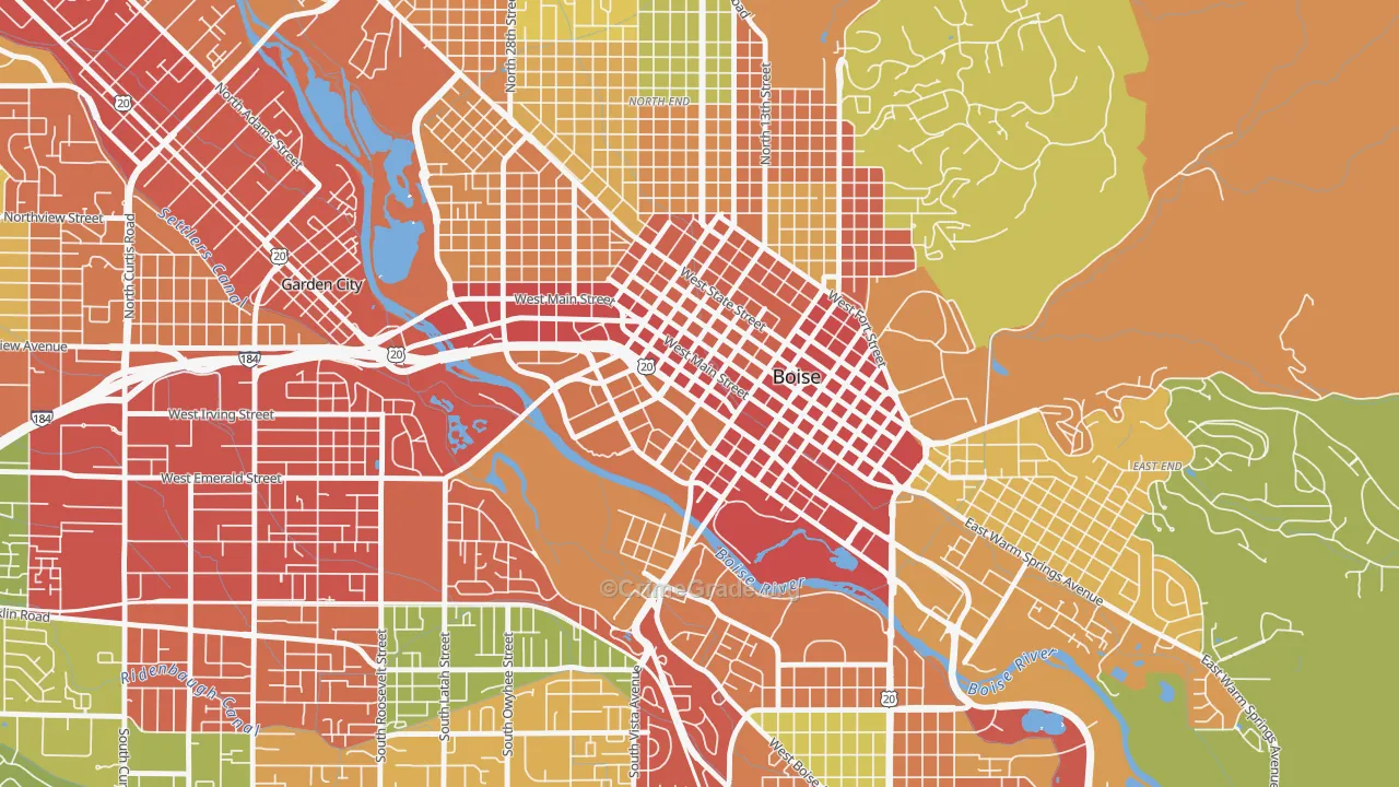 Downtown, Boise, ID Map of Arson Rates