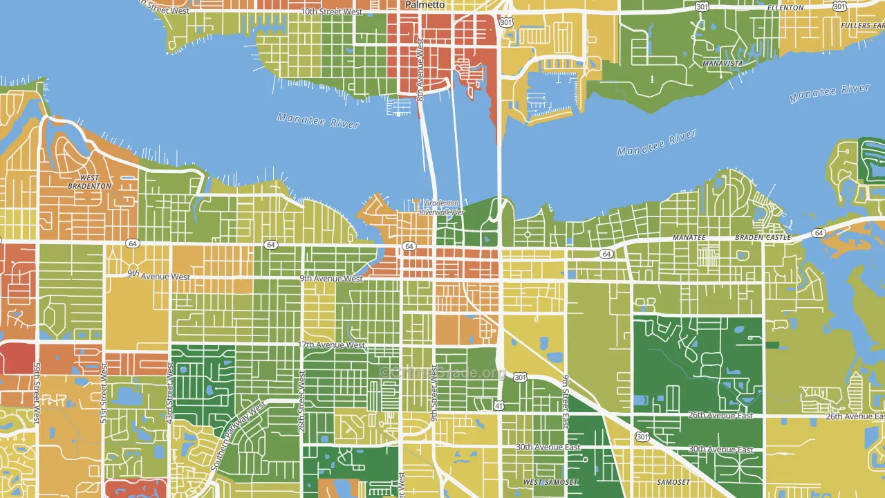 Downtown Bradenton, Bradenton, FL Map of Arson Rates