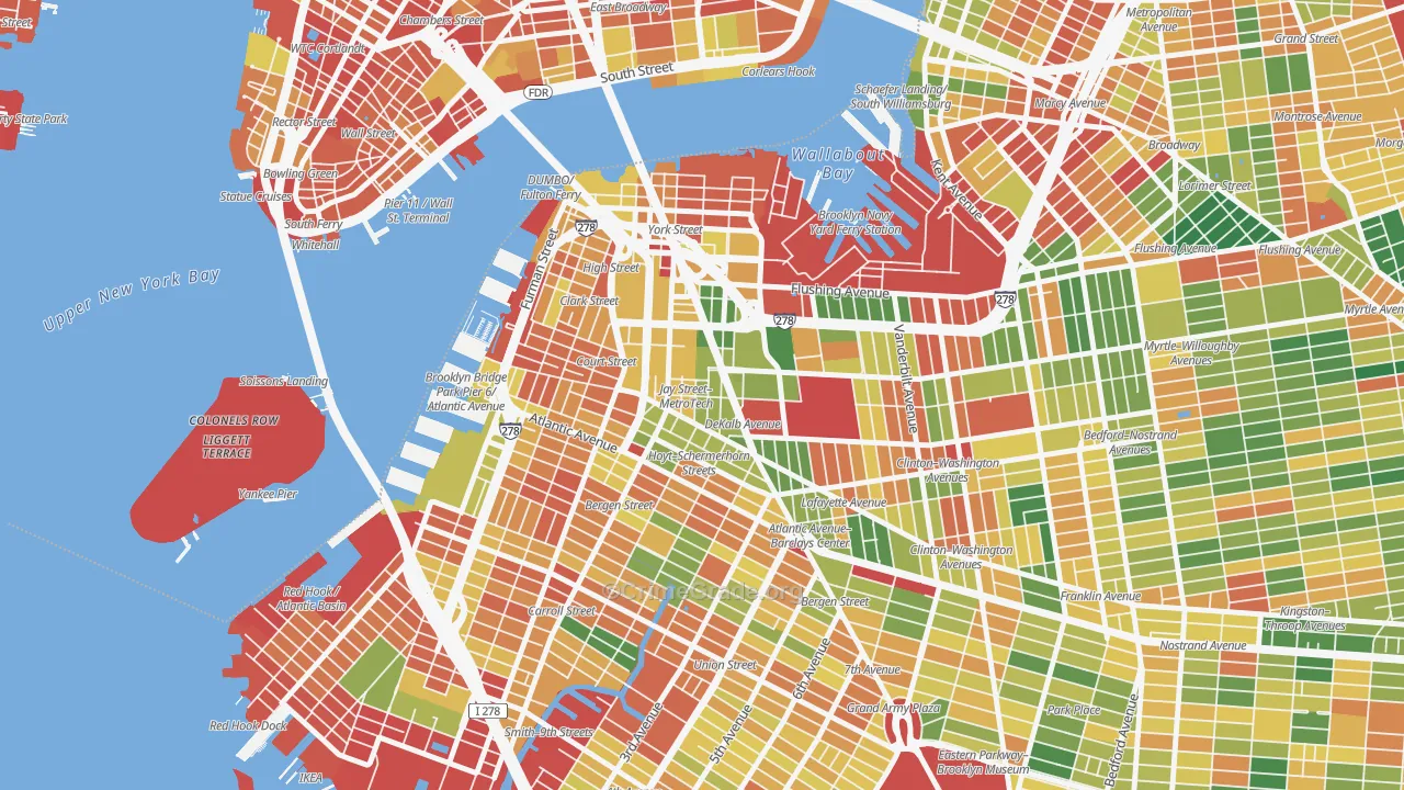 Downtown Brooklyn, Brooklyn, NY Map of Arson Rates