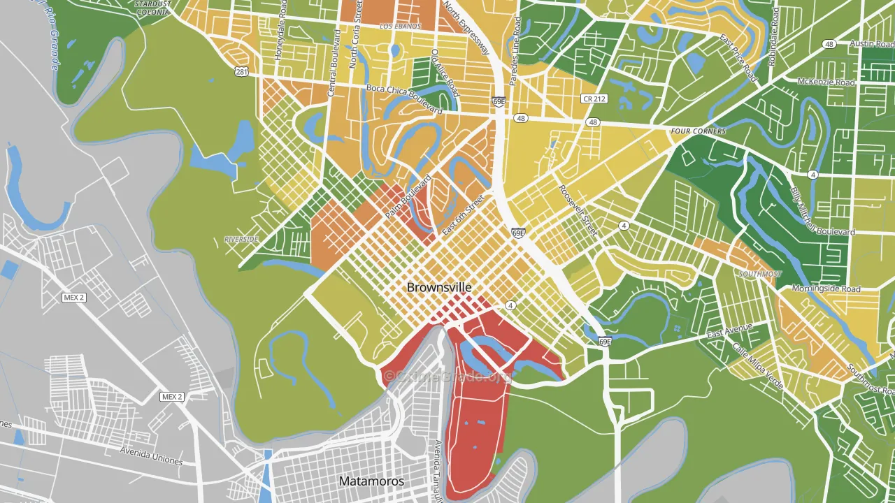 Downtown Brownsville, Brownsville, TX Map of Arson Rates