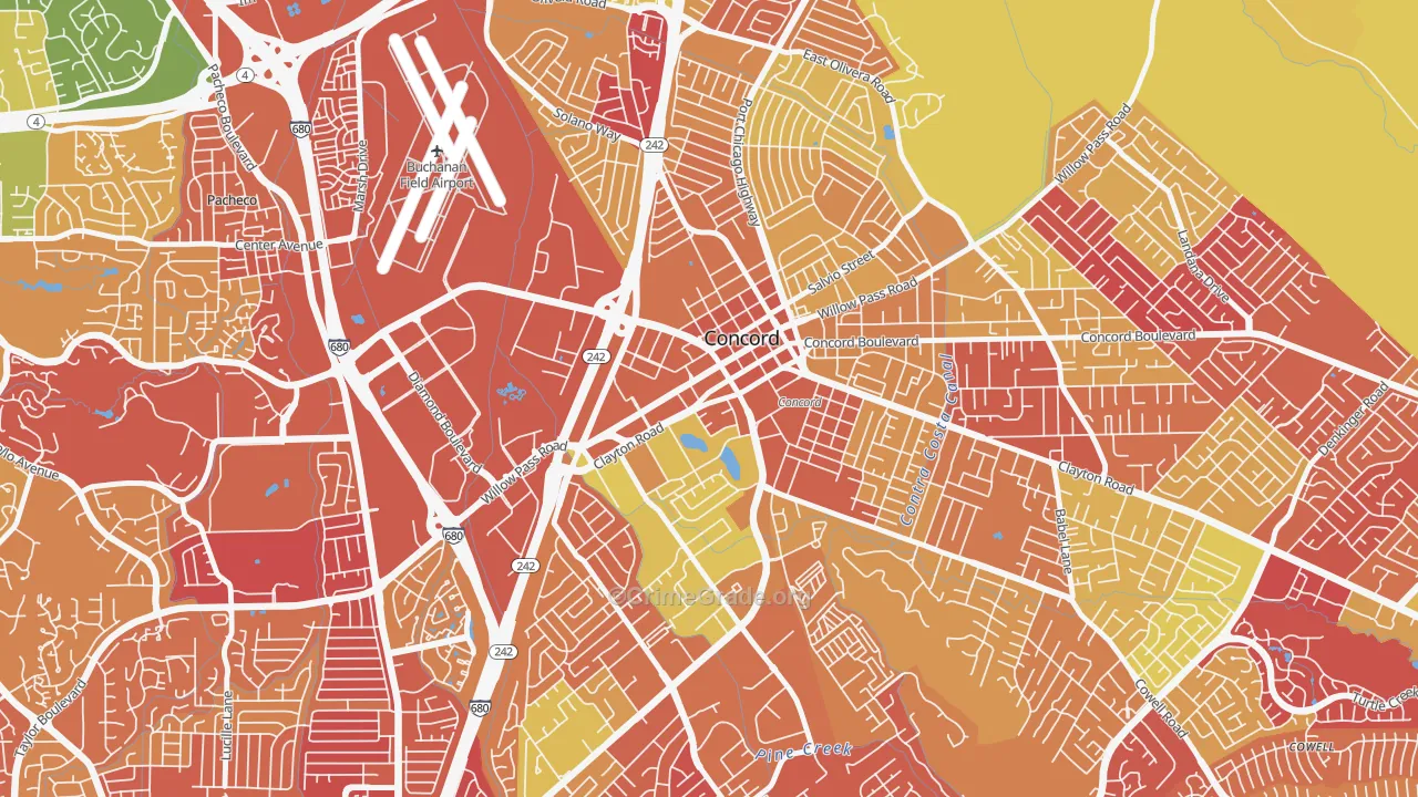 Downtown Concord, Concord, CA Map of Arson Rates
