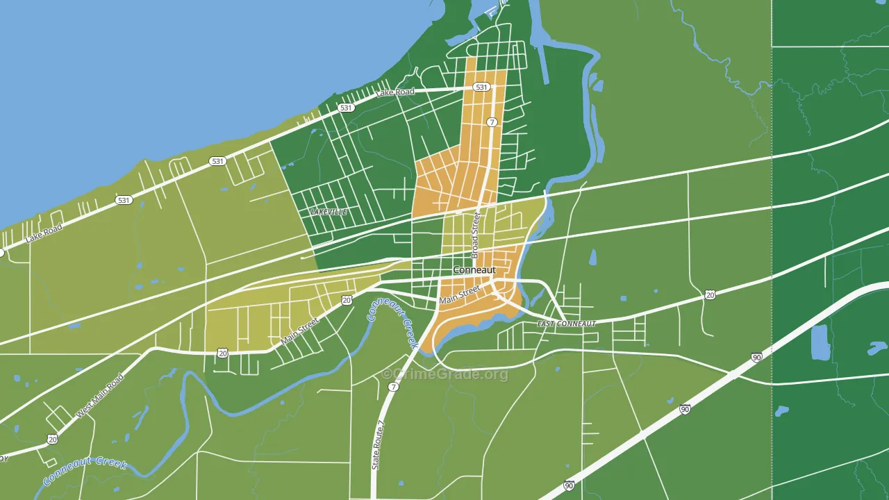 Downtown Conneaut, Conneaut, OH Map of Arson Rates