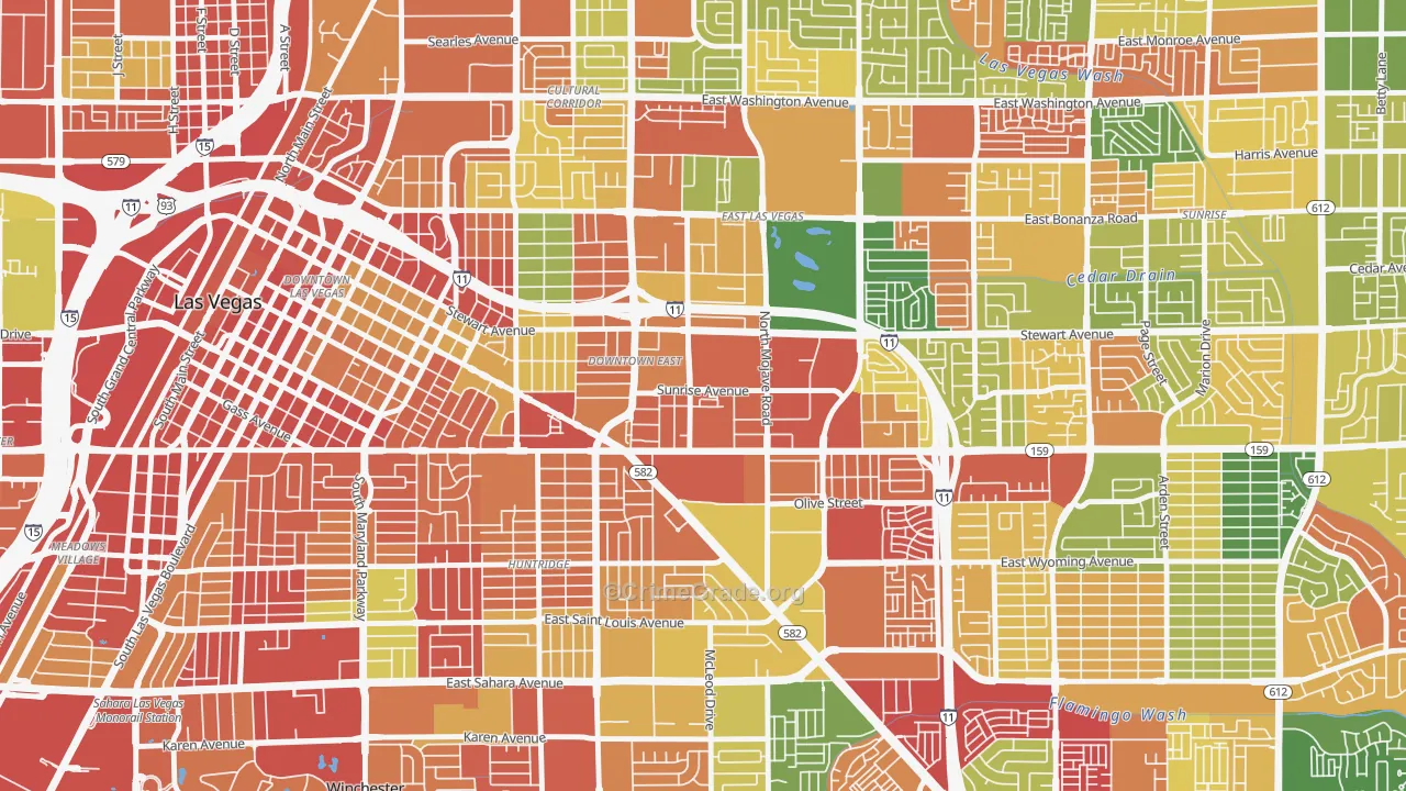Downtown East, Las Vegas, NV Map of Arson Rates