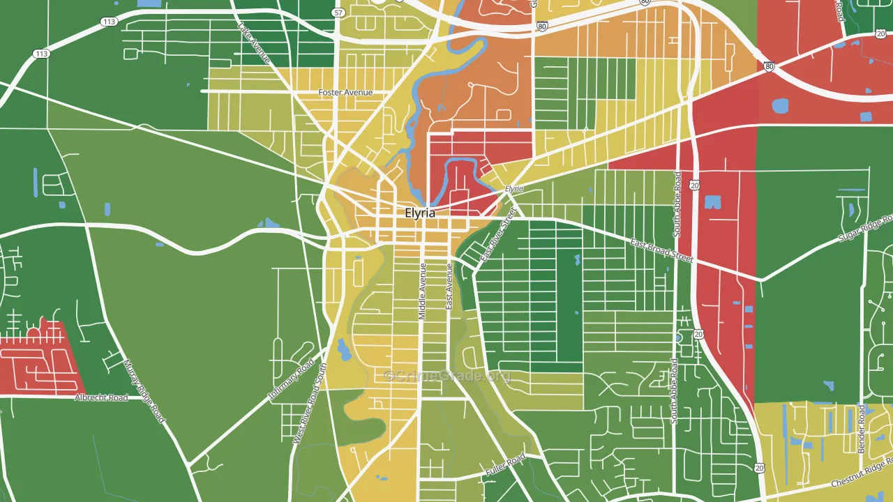 Downtown Elyria, Elyria, OH Map of Arson Rates