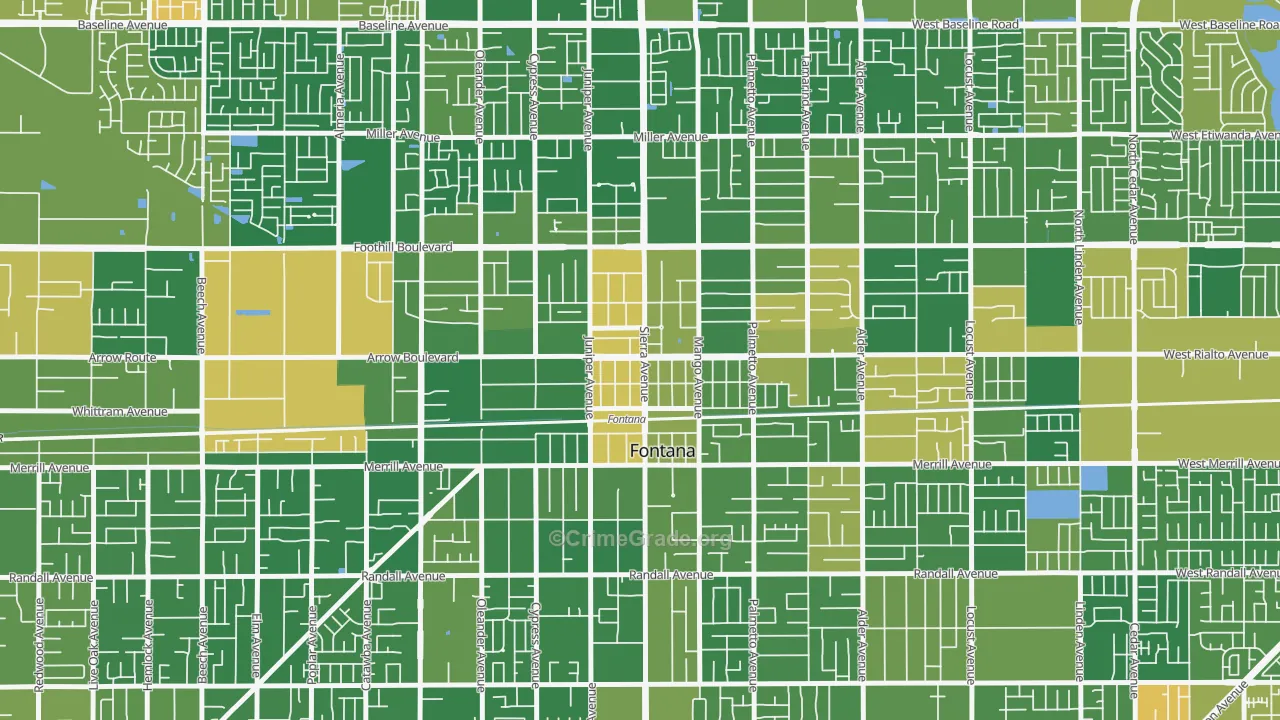 Downtown Fontana, Fontana, CA Map of Arson Rates