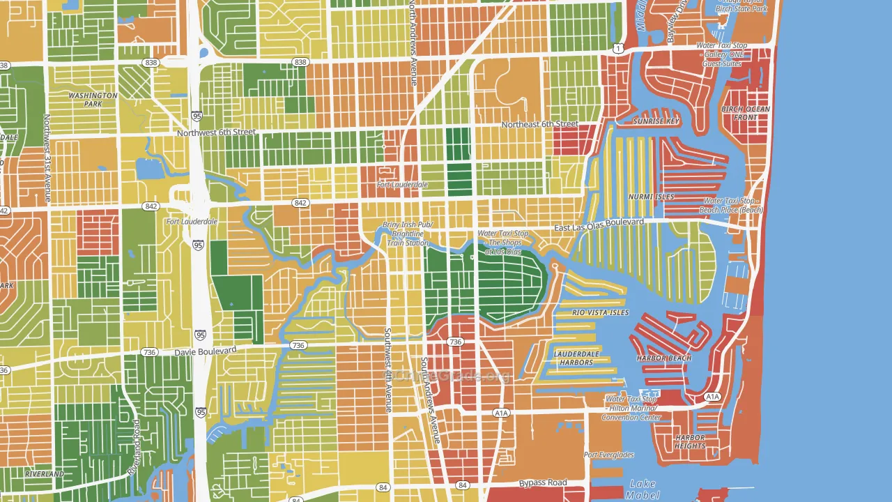 Downtown Fort Lauderdale, Fort Lauderdale, FL Map of Arson Rates