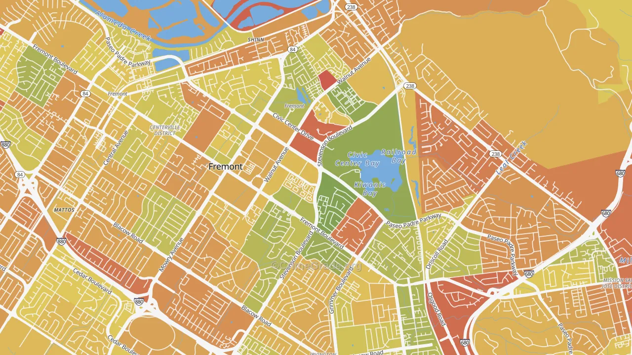 Downtown Fremont, Fremont, CA Map of Arson Rates