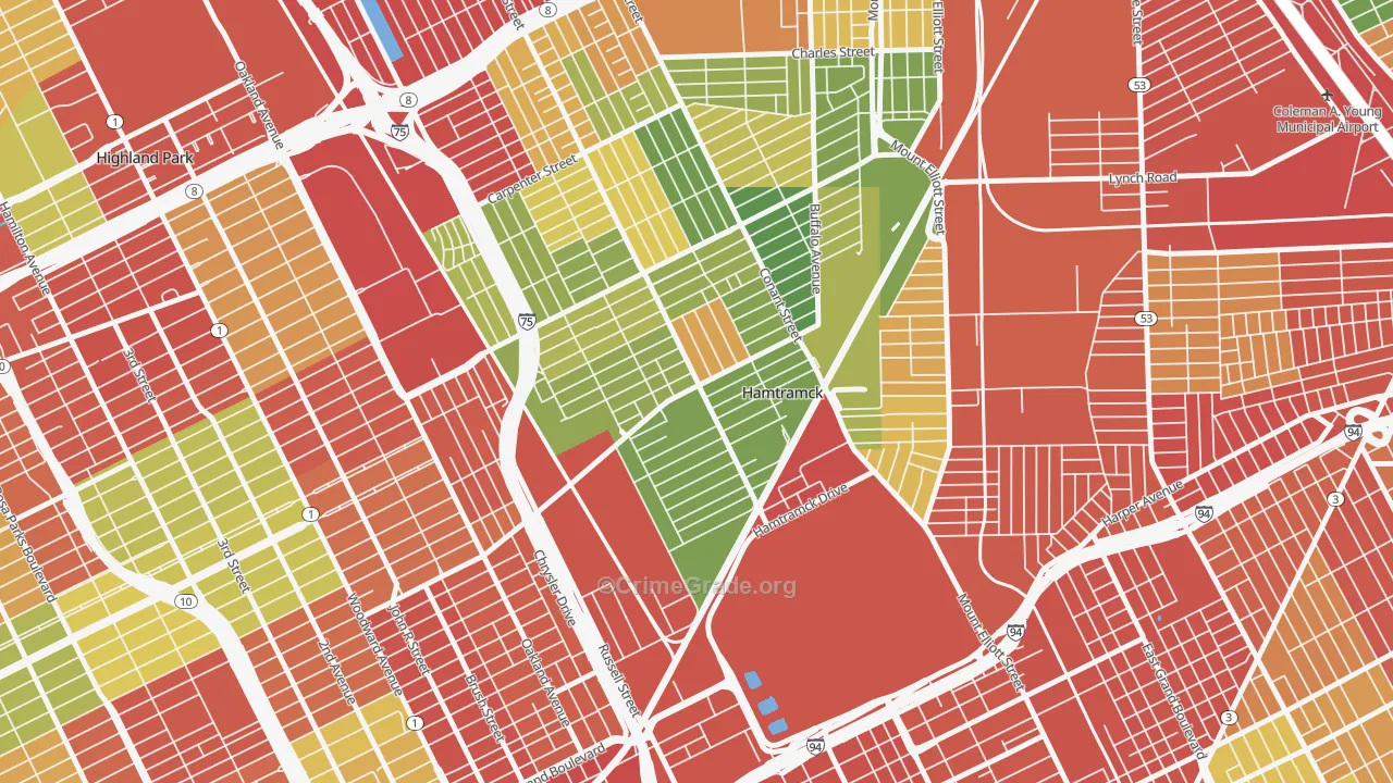 Downtown Hamtramck, Hamtramck, MI Map of Arson Rates