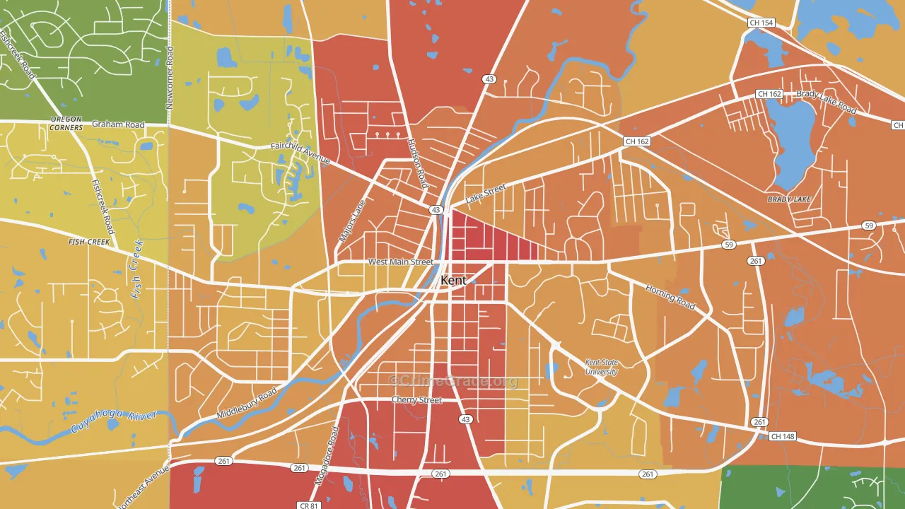 Downtown Kent, Kent, OH Map of Arson Rates