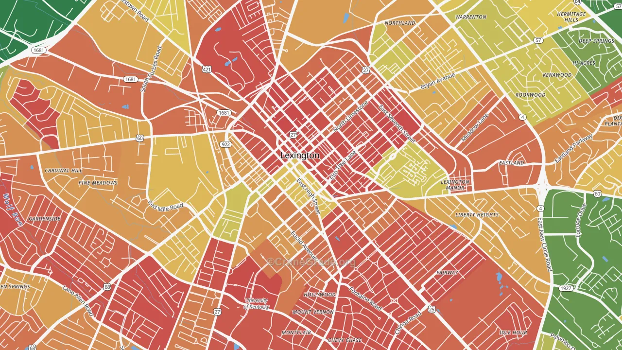 Downtown Lexington, Lexington, KY Map of Arson Rates