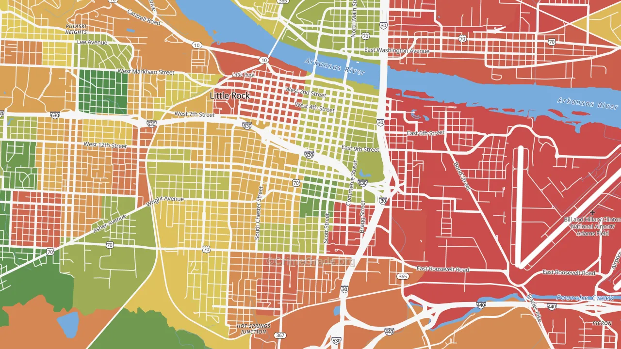 Downtown Little Rock, Little Rock, AR Map of Arson Rates