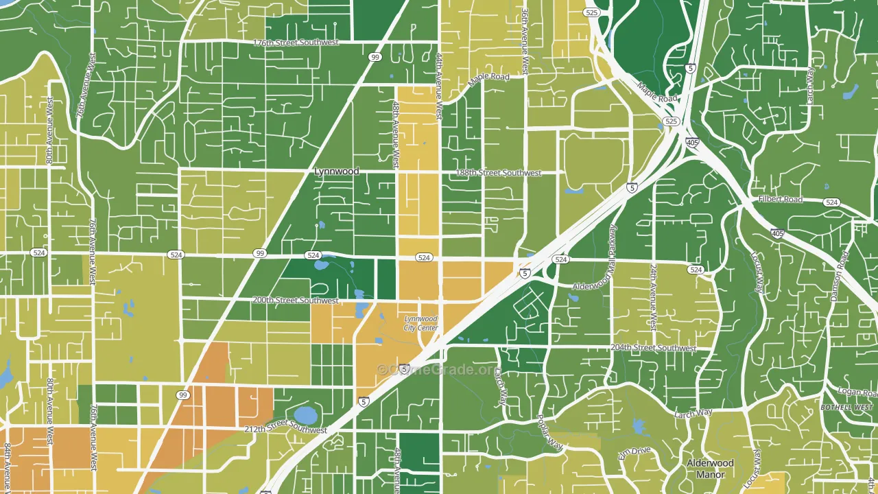 Downtown Lynnwood, Lynnwood, WA Map of Arson Rates
