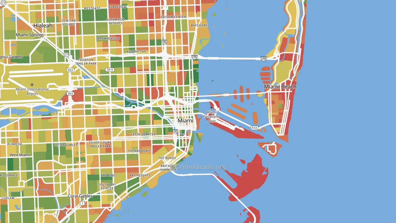 Downtown Miami, Miami, FL Map of Arson Rates