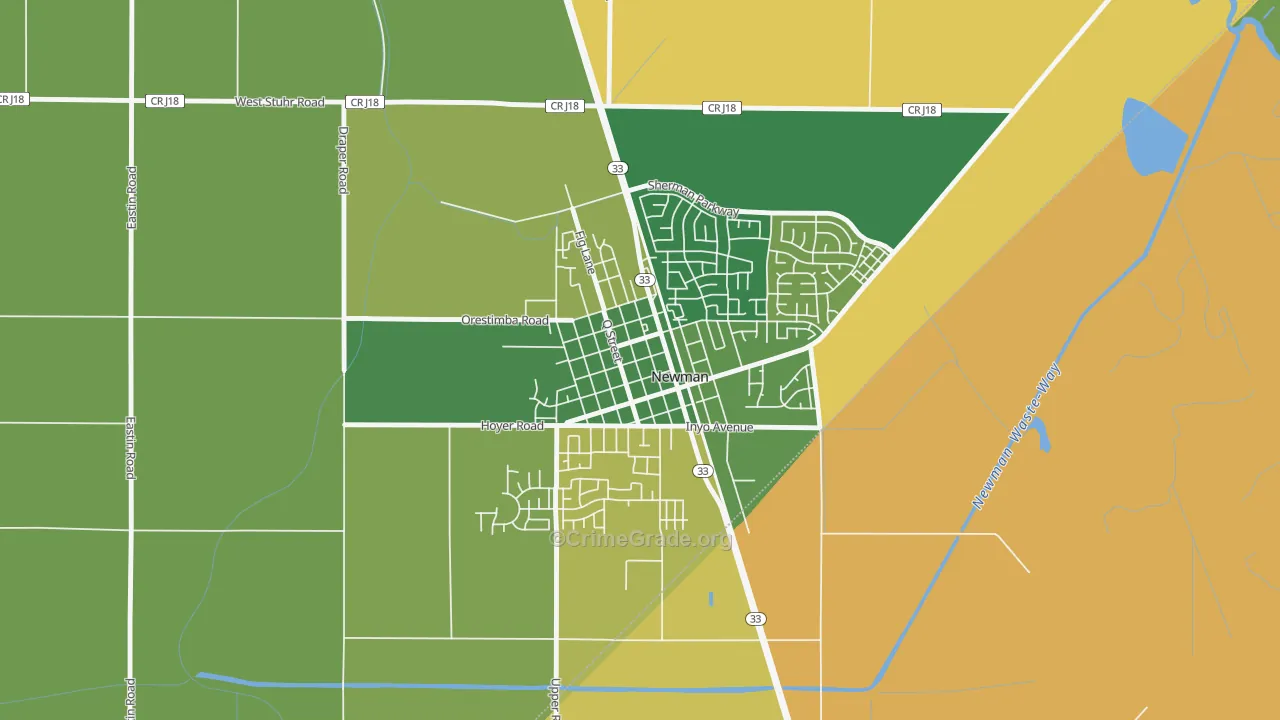 Downtown Newman, Newman, CA Map of Arson Rates