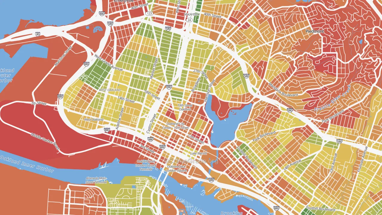 Downtown Oakland, Oakland, CA Map of Arson Rates