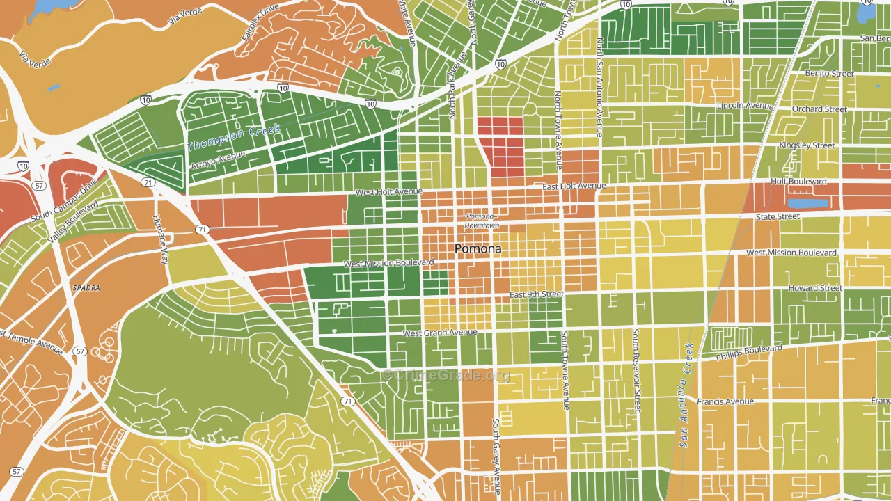 Downtown Pomona, Pomona, CA Map of Arson Rates