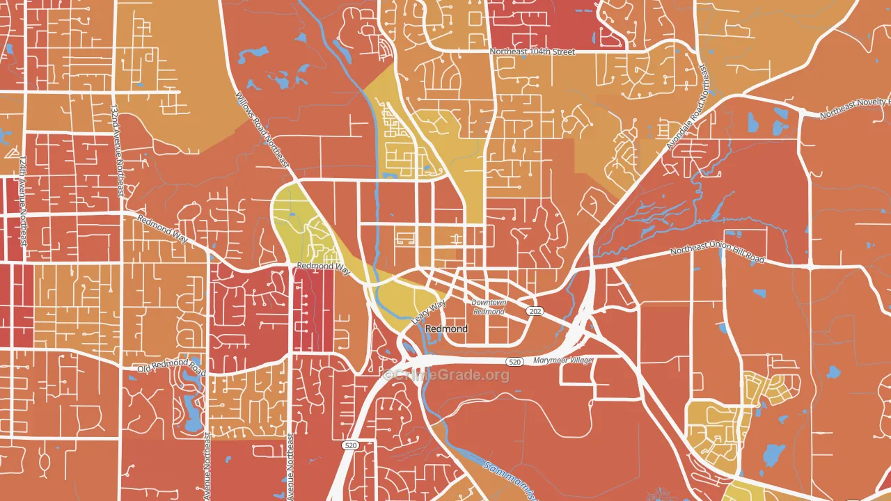 Downtown Redmond, Redmond, WA Map of Arson Rates