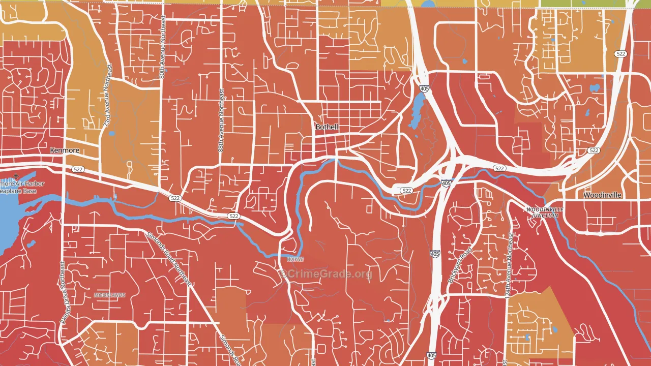 Downtown Riverfront-190th, Bothell, WA Map of Arson Rates