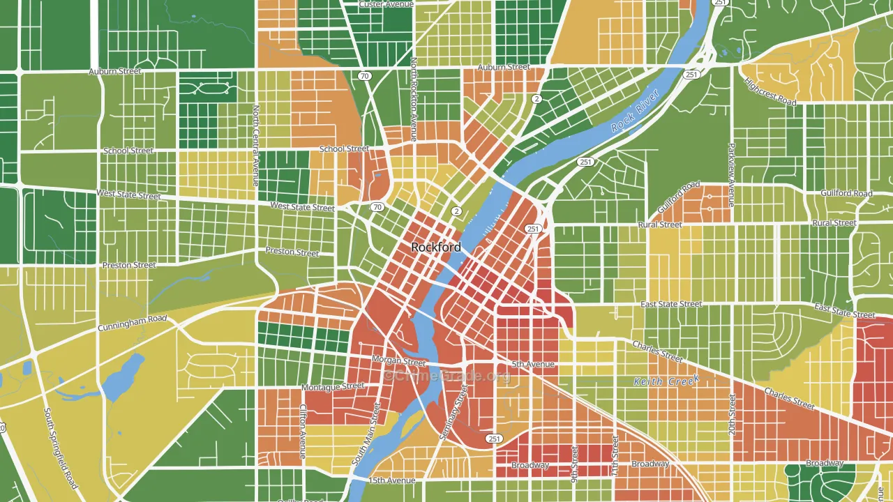 Downtown Rockford, Rockford, IL Map of Arson Rates