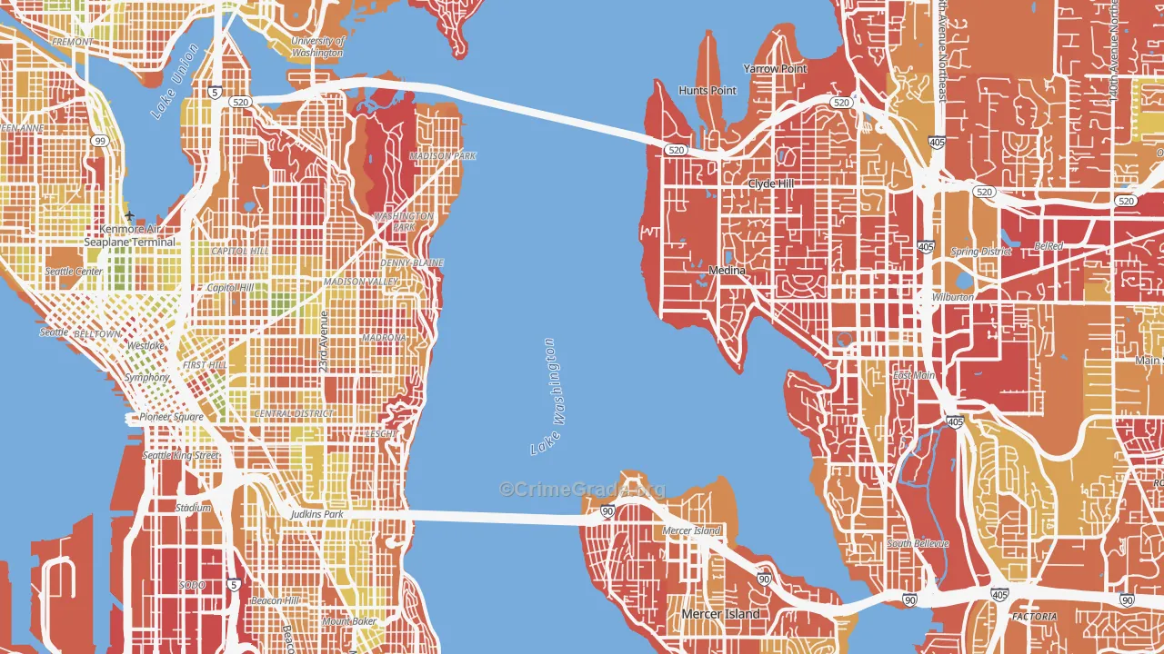 Downtown Seattle, Seattle, WA Map of Arson Rates