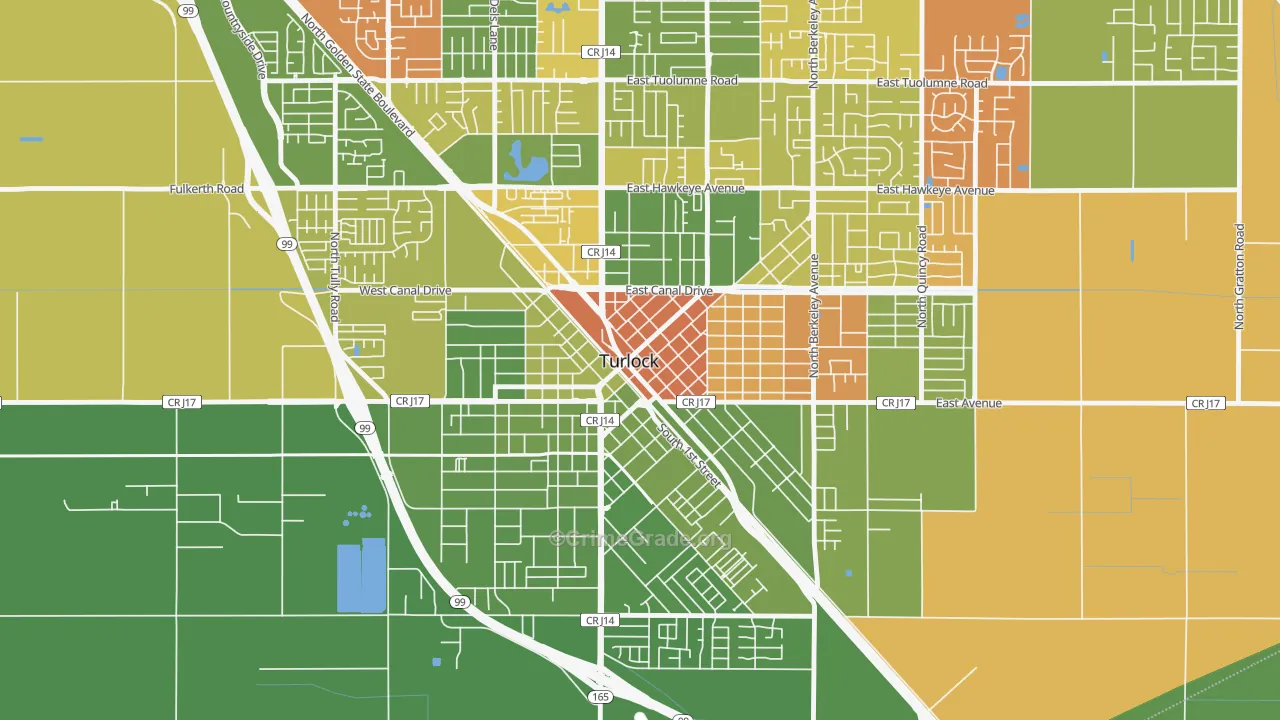 Downtown Turlock, Turlock, CA Map of Arson Rates