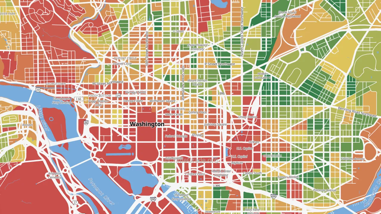 Downtown, Washington, DC Map of Arson Rates